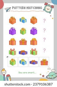 Matching pictures to patterns. Activity worksheet