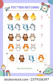 Matching pictures to patterns. Activity worksheet