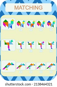 Matching pieces in a tangram