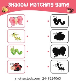 Matching shadow game for children. Find the correct shadow