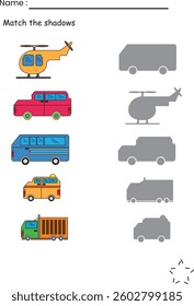 Matching Shadows Worksheet for Kids