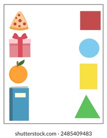 Matching shapes activity for kids, find the correct shape worksheet, matching shapes printable 