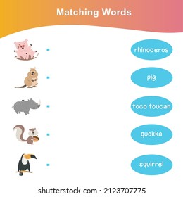 Matching Words Game Edition Matching Words Stock Vector (Royalty Free ...