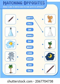 Matching words to pictures worksheet template illustration