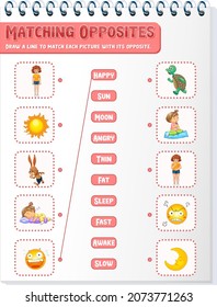 Matching words to pictures worksheet template illustration