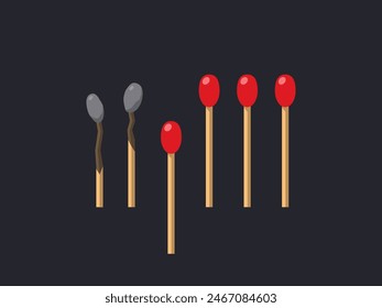 A matchstick being pulled downwards. Isolated Vector Illustration