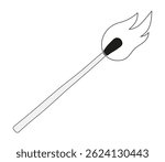 Matchstick burning with flame. Lit match, burning match. EPS 10 vector illustrations