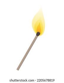 Matchstick Burning With Flame. Starting Fire.