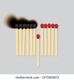 Matchstick chain reaction Pandemic, Vector