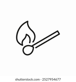 matchstick fire flame icon sign vector