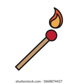 matchstick fire tool line and fill style icon vector illustration design