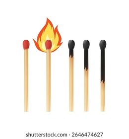 Matchstick com a ilustração da chama no fundo branco vol 01
