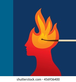 Matchstick and human head, creative concept