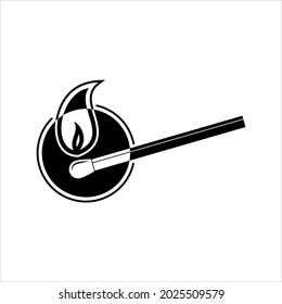 Matchstick Icon, Wooden Matchstick Icon Vector Art Illustration
