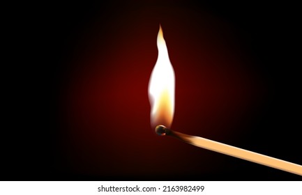 The matchstick lights up in the dark background.vector for illustration design.