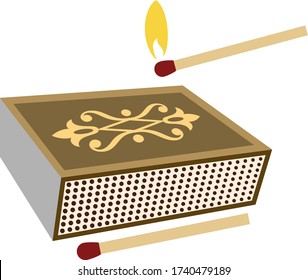 Matchstick Matchbox Icon Vector Illustration