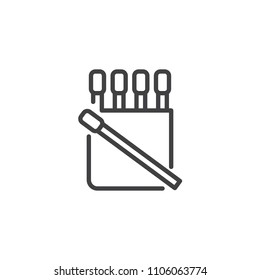 Matchstick and matchbox outline icon. linear style sign for mobile concept and web design. Matches simple line vector icon. Symbol, logo illustration. Pixel perfect vector graphics