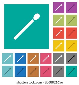 Matchstick multi colored flat icons on plain square backgrounds. Included white and darker icon variations for hover or active effects.