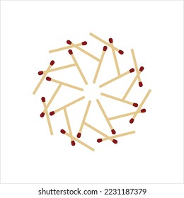 Matchstick Pattern Icon, Wooden Stick Coated With Ignitable Material On The Tip And Used For Starting A Fire Vector Art Illustration