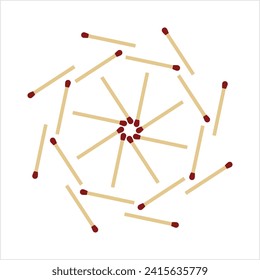 Matchstick Pattern Icon, Wooden Stick Coated With Ignitable Material On The Tip And Used For Starting A Fire Vector Art Illustration