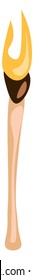 A matchstick that is lit vector color drawing or illustration