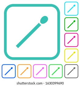 Matchstick vivid colored flat icons in curved borders on white background