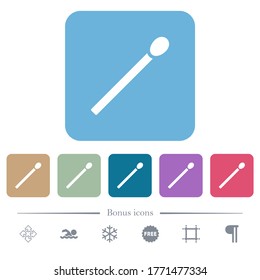 Matchstick white flat icons on color rounded square backgrounds. 6 bonus icons included