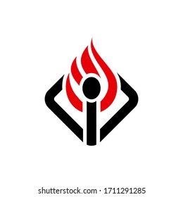 Matchstick  Wooden Lighter Icon Vector Logo Template Illustration Design. Vector