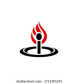 Matchstick  Wooden Lighter Icon Vector Logo Template Illustration Design. Vector