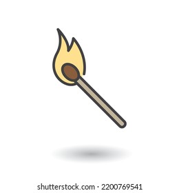 Matchstick, Wooden Lighter Icon Vector Logo Template Illustration Design.
