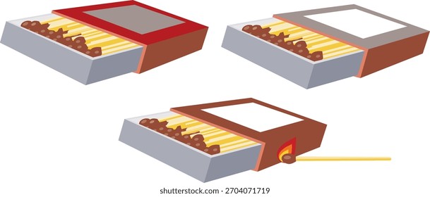 Matchsticks e caixas de fósforos definem a ilustração