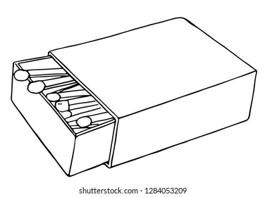 Matchsticks in an Open Box Line Drawing - Vector Image