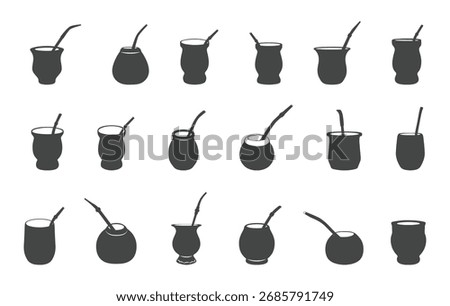 Mate cup vector, Yerba mate cup vector, Mate cup silhouette, Traditional mate icon, Traditional Argentinian cup vector. 
