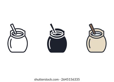mate drink icons isolated on White Background. Flat style design