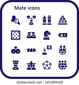 mate icon set. 16 filled mate icons.  Simple modern icons about  - Friends, Chess, Chess board, Friend