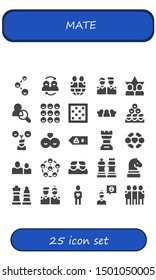 mate icon set. 25 filled mate icons.  Collection Of - Friends, Chess board, Friend, Chess