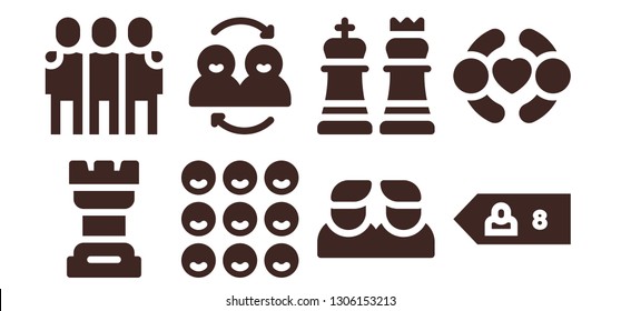 mate icon set. 8 filled mate icons.  Collection Of - Chess, Friends, Friend