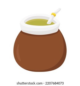 Mate Sign Emoji Icon Illustration. Yerba Vector Symbol Emoticon Design Clip Art Sign Comic Style.