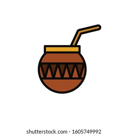 mate tea flat icon, vector illustration