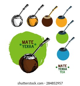 Mate tea illustration set