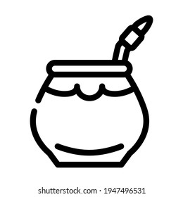 vector de icono de la línea de té mate. signo de té mate. símbolo de contorno aislado ilustración negra