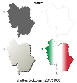 Matera blank detailed outline map set