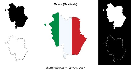 Matera province outline map set