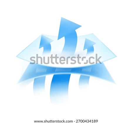 Material with arrows for presentation breathable materials, airflow, air exchange. Vector illustration isolated on white background. Ready for use in your infographic, presentation. EPS10.