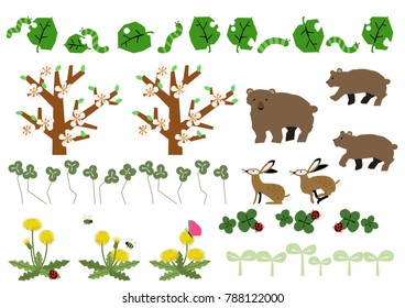 Material of bear and spring landscape. Spring material collection.
Spring animals.

