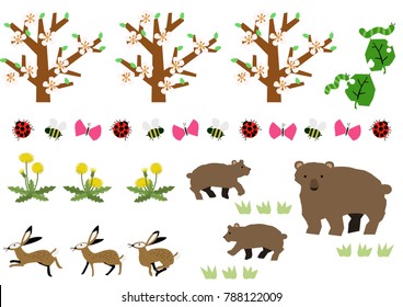 Material of bear and spring landscape. Spring material collection.
Spring animals.

