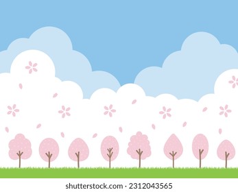 Material of Blossoming Cherry Blossom Trees - Shutterstock ID 2312043565