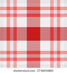 Tela material del patrón de la comprobación, fondo textil japonés inconsútil. Almacene la textura del Vector de tartán a cuadros en la paleta de colores rojo y blanco.