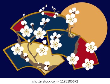 Material collection of New Year.
Illustration of spring image.
Image of spring of Japan.
Japanese pattern design material.
Image material of plum blossoms.
