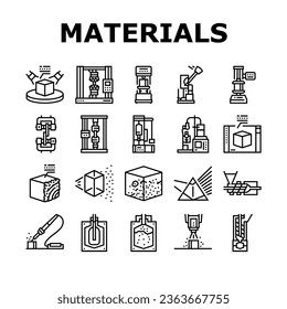 iconos de ingeniería de construcción de material conjunto vector. industria de la construcción, sitio de diseño, trabajo de los trabajadores, casa de ingeniería, cemento, material de ladrillo ingeniería de construcción ilustraciones de contorno negro